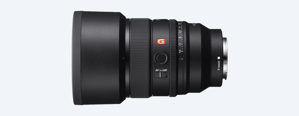 A product image showing the left-side view of the lens with its hood